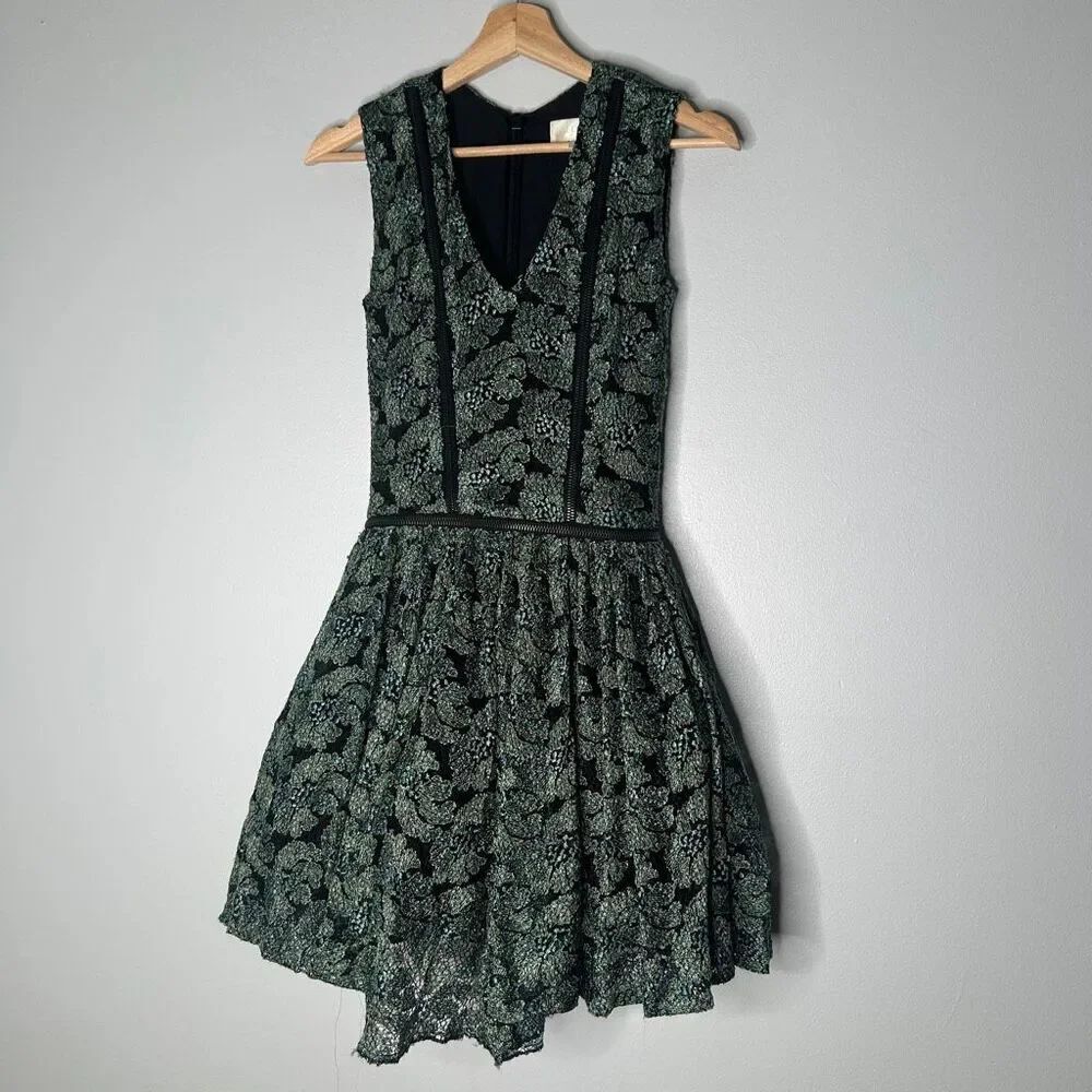 Alexis Trixie Emerald Green Metallic Lace Tulle A-Line Dress